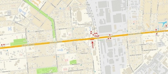 Схема рекламной плоскости по адресу Путепровод возле ст.м. "Святошин" в направлении Депутатская ул.