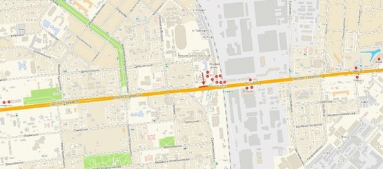 Схема рекламної площини за адресою Путепровод возле ст.м. "Святошин", в направлении  Святошинская ул.