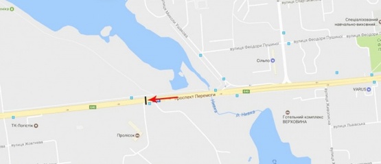 Схема рекламной плоскости по адресу Победы пр-т 139, рядом кемпинг "Пролисок", из центра