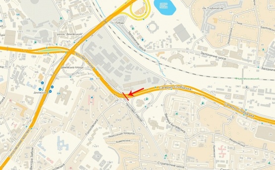 Схема рекламної площини за адресою Путепровод на пересечении Науки пр-т и магистрали непрерывного движения, к Демеевской пл.