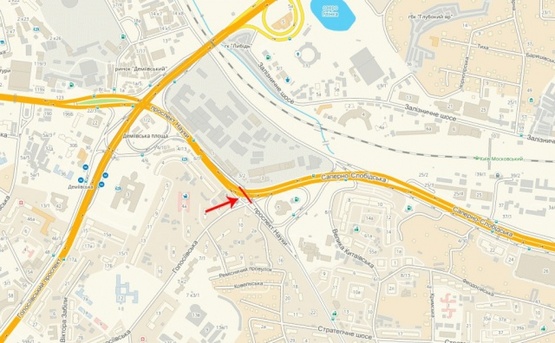 Схема рекламной плоскости по адресу Путепровод на пересечении Науки пр-т и магистрали непрерывного движения, до Южного моста