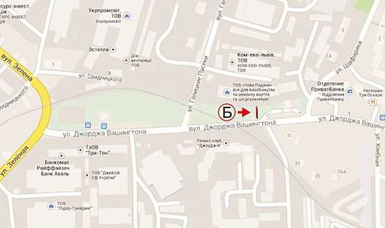 Схема рекламной плоскости по адресу Вашингтона  за поворотом з Зеленої К 1Б верх. ТЦ МЕТРО