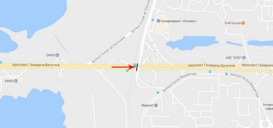 Схема рекламної площини за адресою Ватутина пр-т. / Бальзака О. ул., из центра