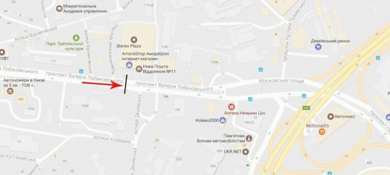 Схема рекламной плоскости по адресу Лобановского пр-т к Московськой площади