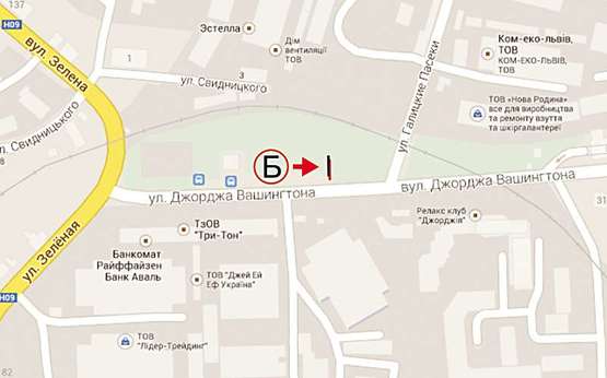 Схема рекламной плоскости по адресу Вашингтона  за поворотом з Зеленої К2 Б ниж. ТЦ МЕТРО