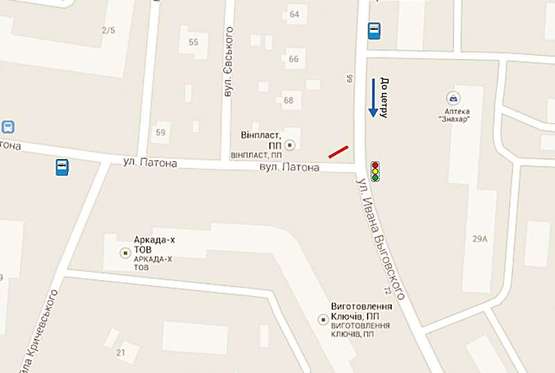 Схема рекламной плоскости по адресу Виговського - вул. Патона №2