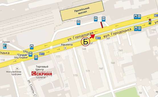 Схема рекламной плоскости по адресу Городоцька К3 ( приміський вокзал, напроти привокзальний ринок ст. Б верхній №10 )