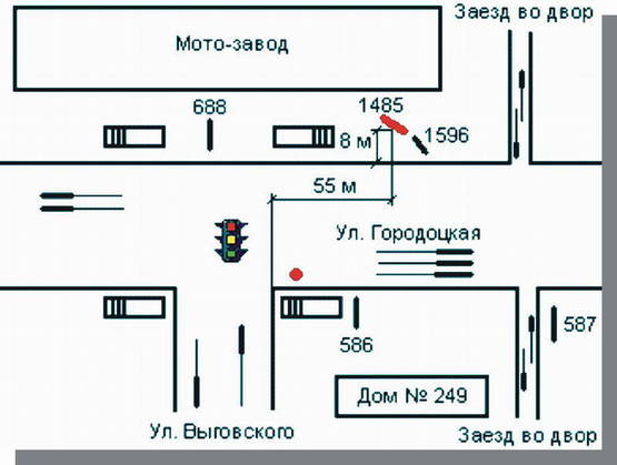 Схема рекламной плоскости по адресу Городоцька, 172  - Виговського до центру
