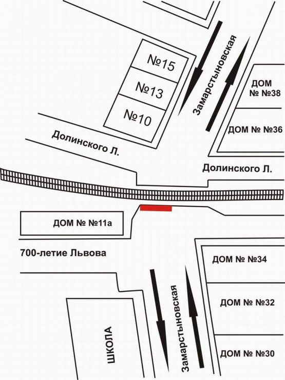 Схема рекламной плоскости по адресу Замарстинівська (міст) з центру, лівий 1