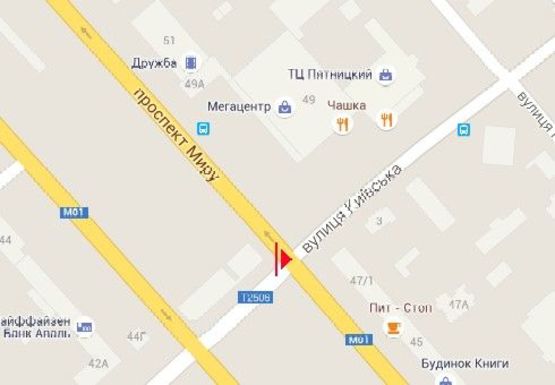 Схема рекламной плоскости по адресу Мира пр. - Киевская ул. - Щорса ул.