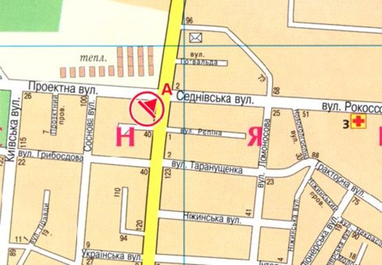 Схема рекламної площини за адресою 1 Мая ул. - 77-ой гвардейской дивизии ул.