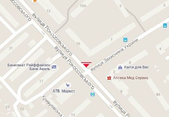 Схема рекламной плоскости по адресу Рокосовского ул., 10 - Защитников Украины ул., 1