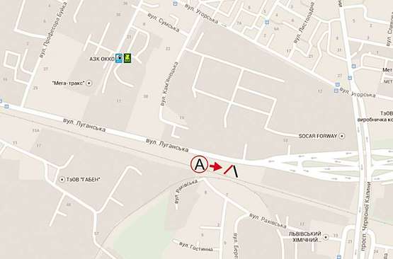 Схема рекламной плоскости по адресу Луганська   (Сихівський міст) к10