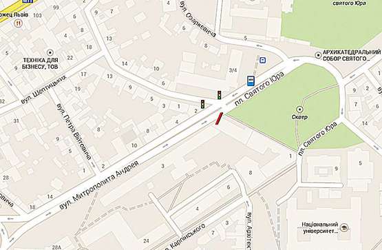 Схема рекламной плоскости по адресу пл. Св. Юра (бібліотека ЛДУ, верхній)