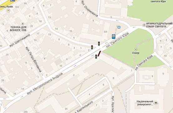 Схема рекламной плоскости по адресу пл. Св. Юра (бібліотека ЛДУ, нижній)