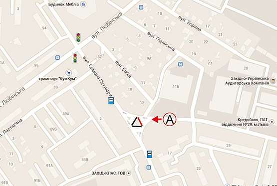 Схема рекламной плоскости по адресу Петлюри (ринок новий на розв'язці)від вул. Садової