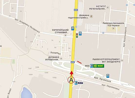 Схема рекламной плоскости по адресу Стрийська, 98 -  Луганська