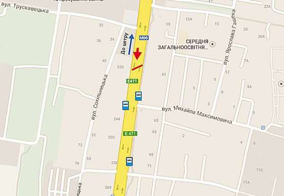 Схема рекламной плоскости по адресу Стрийська 232  до Ашана, Кінгкроса