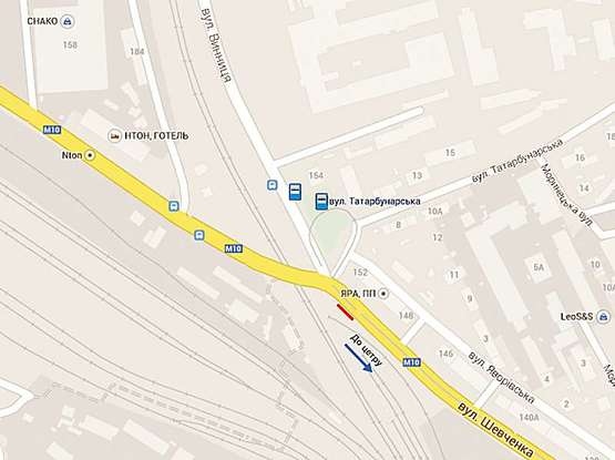 Схема рекламной плоскости по адресу Шевченка (навпроти кінцевої зупинки трамвая №7)