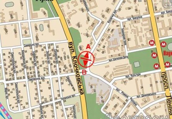 Схема рекламної площини за адресою Космическая ул. - Клочковская ул.