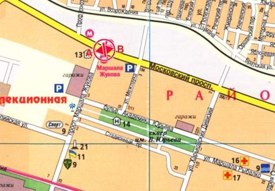 Схема рекламної площини за адресою Московский пр. 190-1 - Маршала Жукова пр.