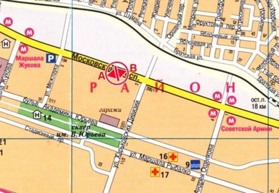 Схема рекламної площини за адресою Московский пр., 202 (из центра)