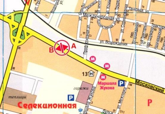 Схема рекламної площини за адресою Московский пр., 251 (в центр)