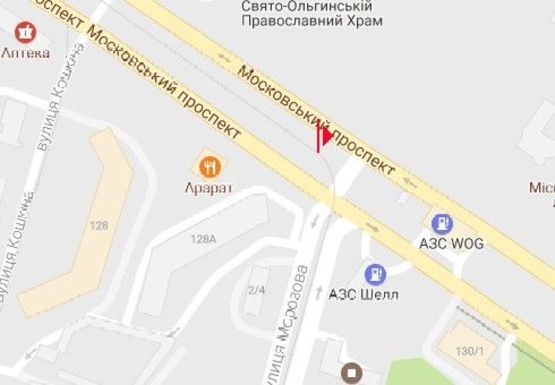 Схема рекламної площини за адресою Московский пр. - Морозова ул. (в центр)