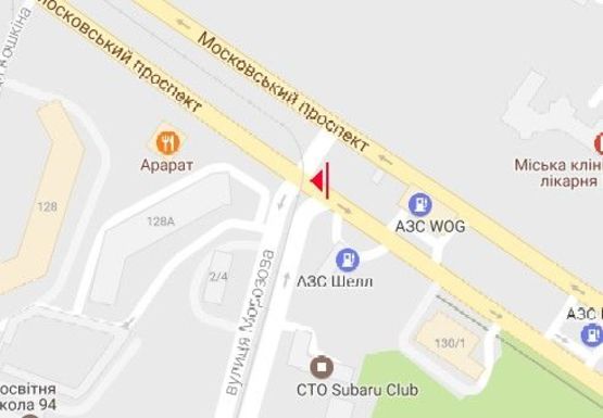 Схема рекламної площини за адресою Московский пр. - Морозова ул. (из центра)