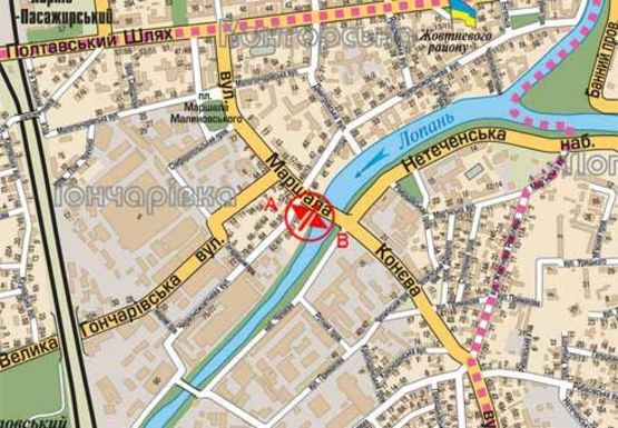 Схема рекламної площини за адресою Маршала Конева ул. - Конторская ул.