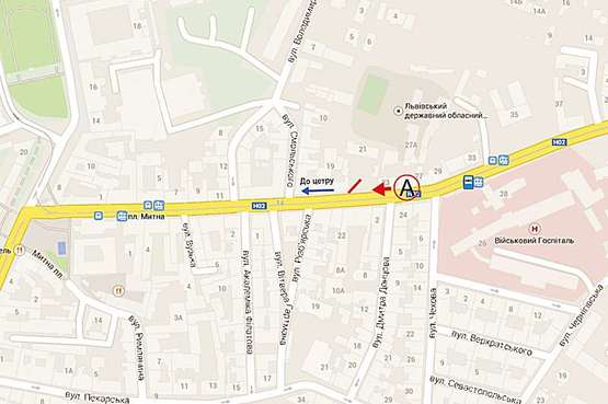 Схема рекламной плоскости по адресу Личаківська, 21 ( центр)