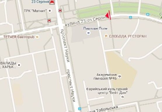 Схема рекламної площини за адресою 23 Августа ул., 43