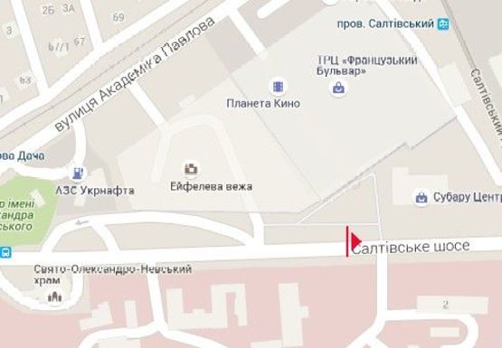 Схема рекламної площини за адресою Салтовское шоссе - Академика Павлова ул., к центру