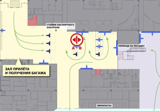 Схема рекламной плоскости по адресу Зал получения багажа, 1 этаж (Терминал А)