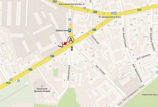 Схема рекламной плоскости по адресу Городоцька, 40 (напроти цирку, з центру)