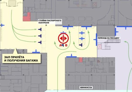 Схема рекламної площини за адресою Зал получения багажа, 1 этаж (Терминал А)