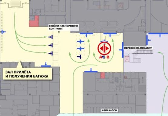Схема рекламної площини за адресою Зал получения багажа, 1 этаж (Терминал А)