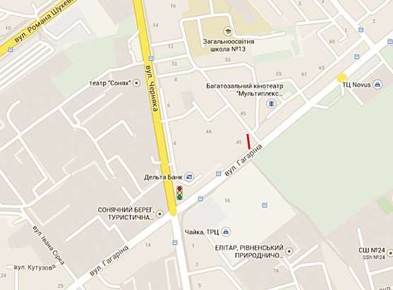 Схема рекламной плоскости по адресу Гагаріна  45 (Чайка, Автовокзал)