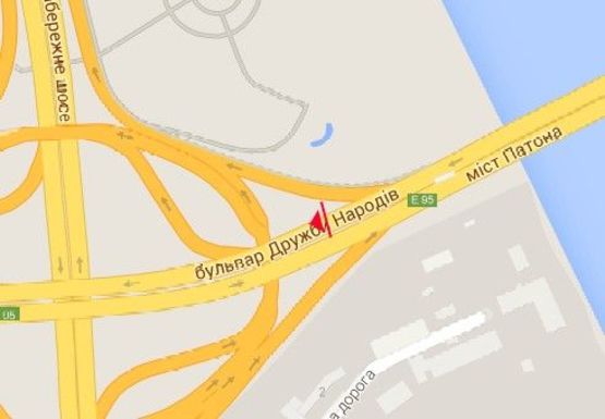 Схема рекламной плоскости по адресу Мост Патона, заезд на Дружбы Народов б-р