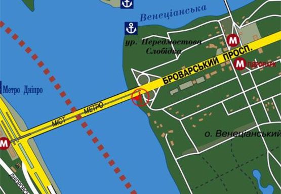 Схема рекламної площини за адресою Броварской пр. (мост Метро)