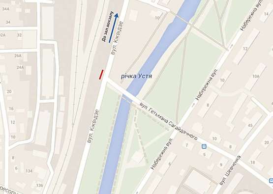 Схема рекламной плоскости по адресу Небесної Сотні -  вул. Сагайдачного