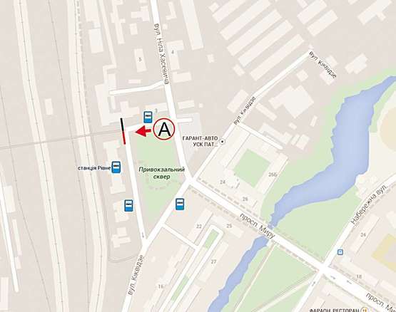 Схема рекламной плоскости по адресу Привокзальна (лівий)