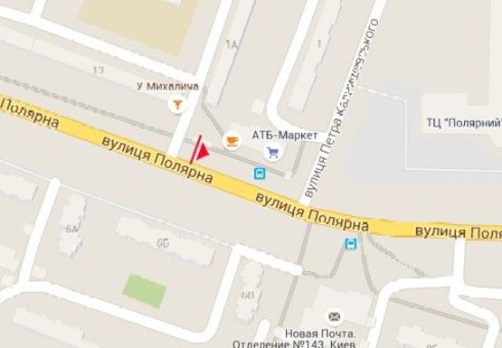 Схема рекламної площини за адресою Полярная ул. - Маршала Рокоссовского ул.