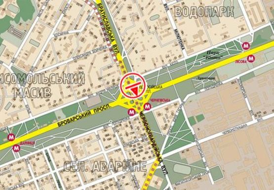 Схема рекламной плоскости по адресу Братиславская ул. - Броварской пр.