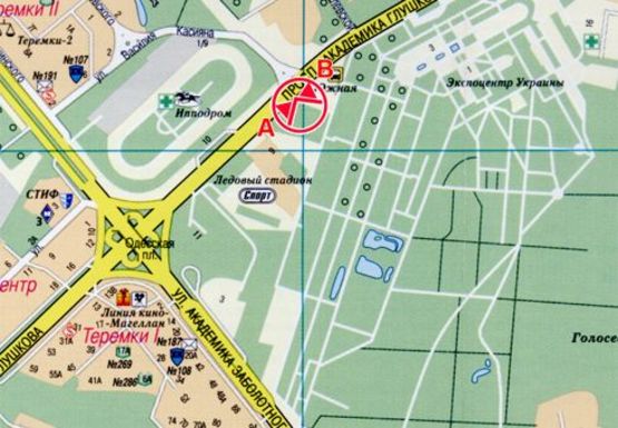 Схема рекламной плоскости по адресу Глушкова Академика пр., 5 - Касияна ул.