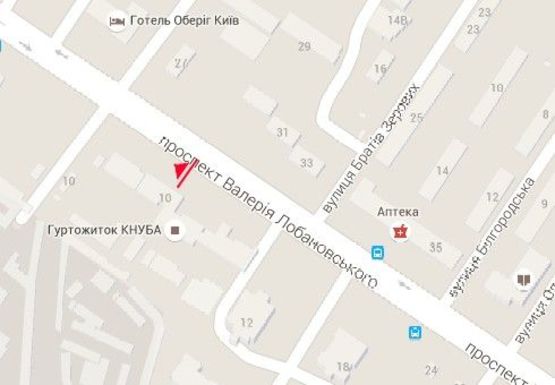 Схема рекламної площини за адресою Лобановского пр., 10  (бывш. Краснозвездный пр.)