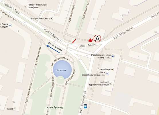 Схема рекламної площини за адресою Незалежності - пр. Миру ст А