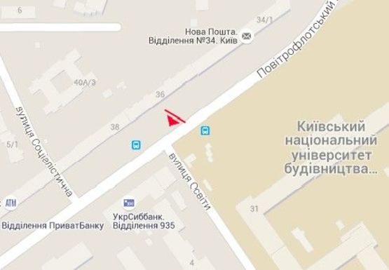 Схема рекламної площини за адресою Воздухофлотский пр., 38