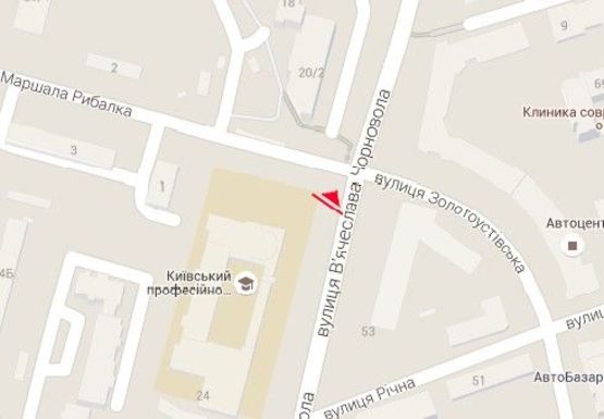 Схема рекламної площини за адресою Черновола ул. - Маршала Рыбалко ул.