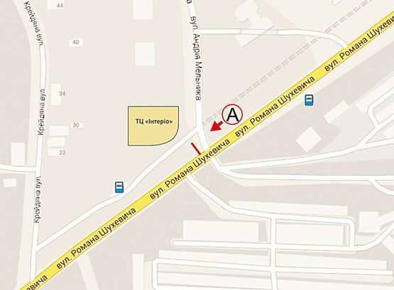 Схема рекламной плоскости по адресу Шухевича ст. А